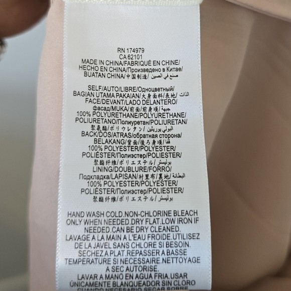 BCBGMaxAzria | Size 8 | Faux Leather Mock Neck Bare Pink Sheath Dress - Picture 11 of 14